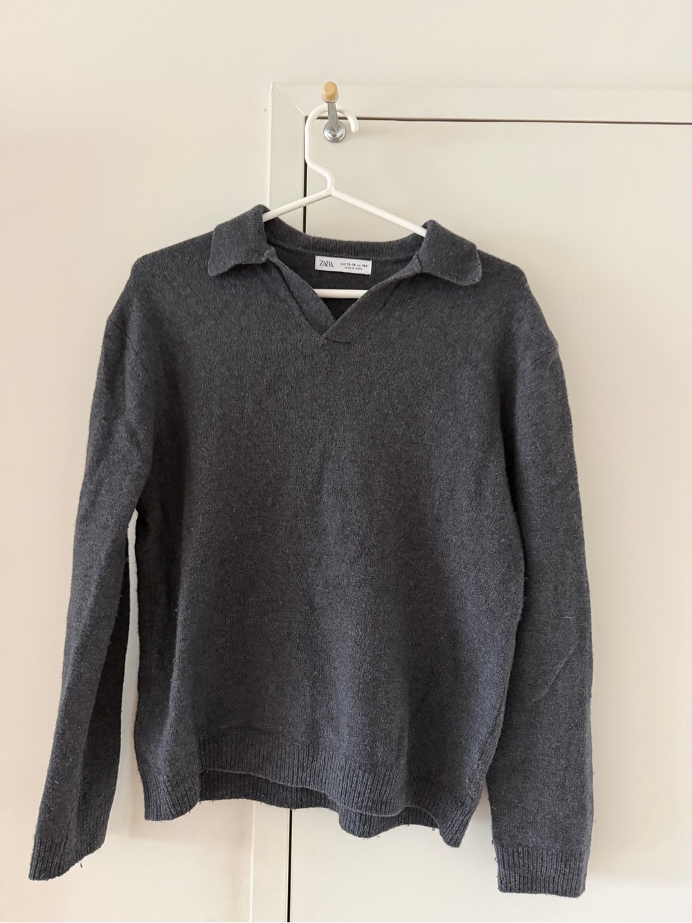 Zara Dark Gray Collared V-Neck Sweater